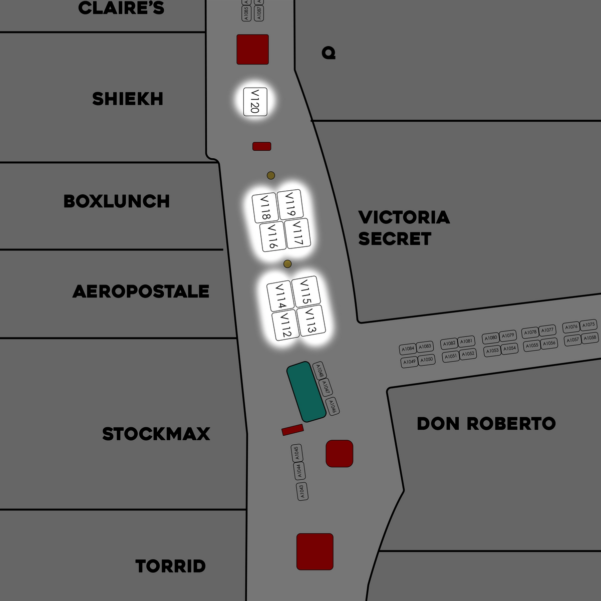 MV Lower Level 10x8 Booths December 5th & 6th | V100-V125