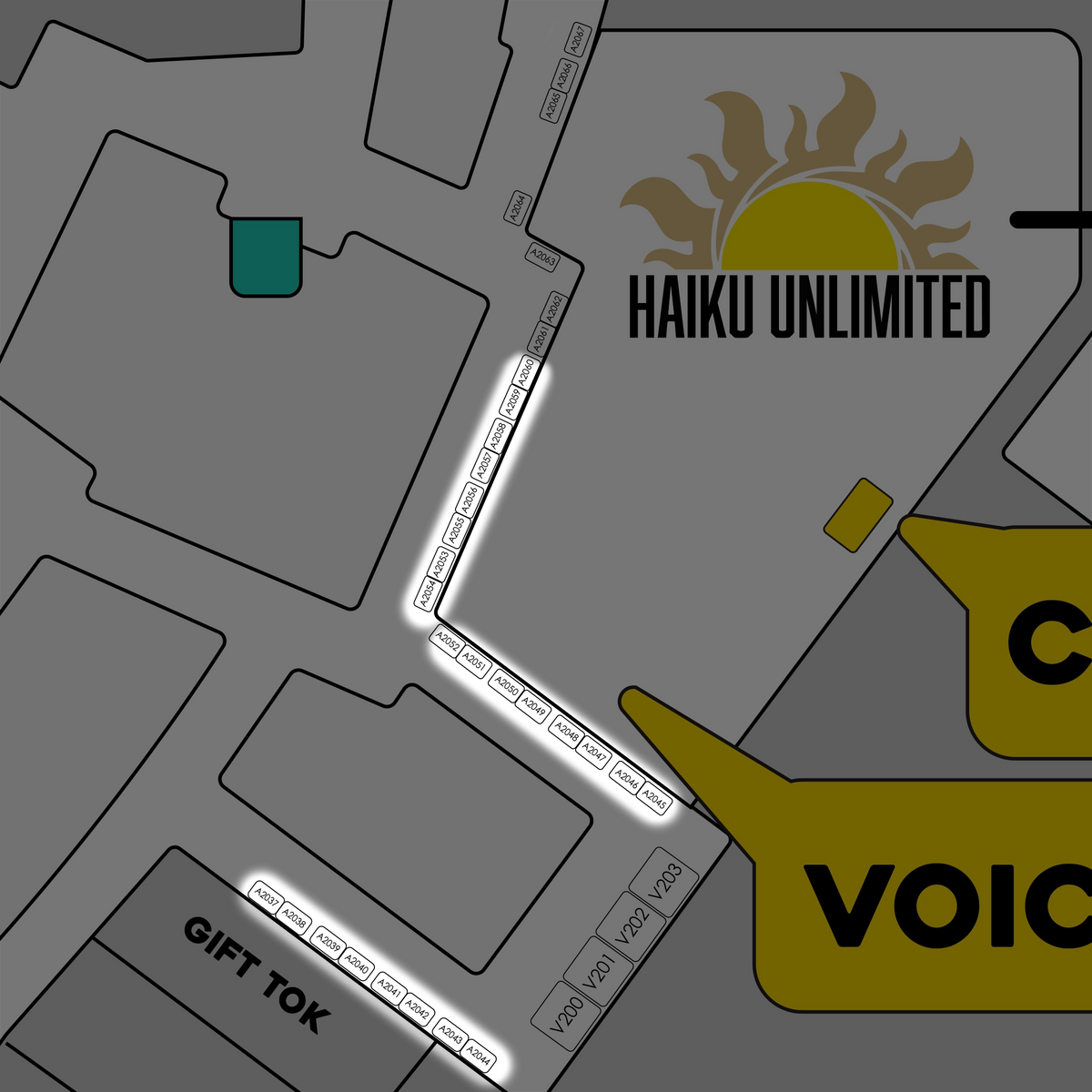 MV Upper Level A 6x4 Booths December 5th & 6th | A2000-A2060