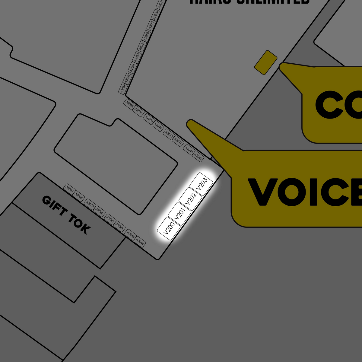 MV Upper Level 10x8 Booths December 5th & 6th | V200-V203