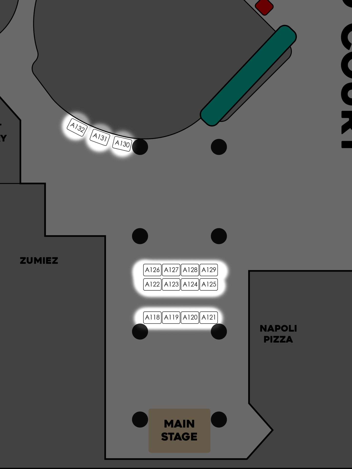 3rd Floor South Bay Galleria AA 6x4 Booths October 24th & 25th | 118-147